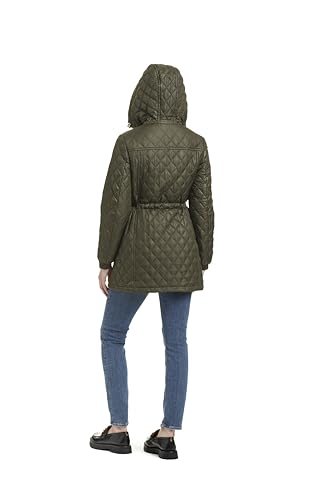 Stay Cozy and Chic: kate spade new york Women's Water Resistant Quilted Hooded Jacket in New Dark Olive - Image 5