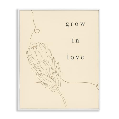 Stupell Industries Grow In Love Quote Plant Blossom Line Drawing, Design by Lil' Rue