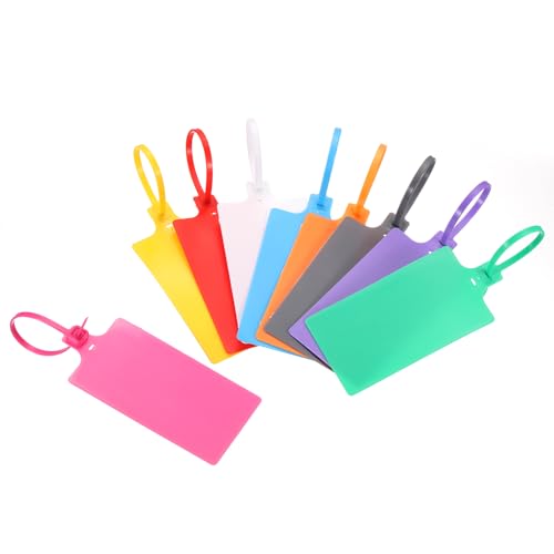 QUARKZMAN 100 Stück Wasserdichte Versandetiketten aus Kunststoff, 10 x 5.8cm Beschreibbare Hängeetiketten, Sicherheits Versandetiketten mit Reißverschluss für Beschriften, Orange