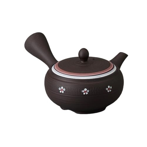 エールネット(Ale-net) 急須 ポット 16×14×7cm 300cc 黒泥紅白花急須 (帯網) 陶器(土物) 常滑焼 日本製 おしゃれ