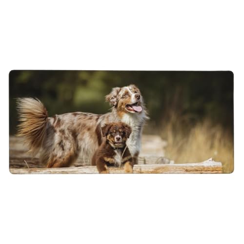 Tapis de souris grand format ordinateur Berger Australien base caoutchouc 40x90