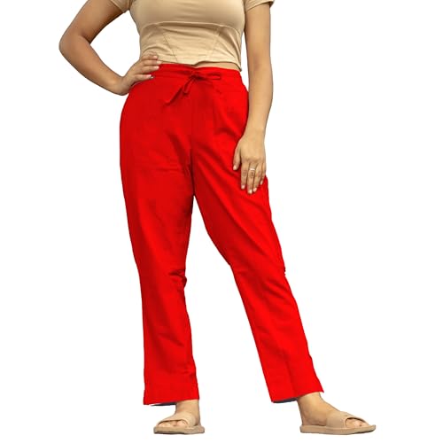 Image of Women's Cotton Regular Fit Trousers - Comfortable and Stylish Casual Office Wear Kurti Pants for Daily Use, Soft and Breathable Fabric