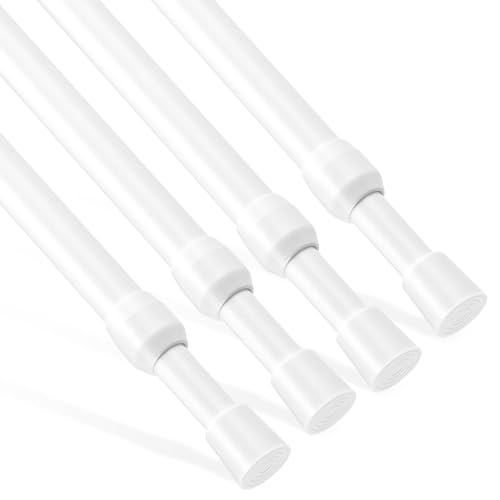 Image of Goowin Tension Curtain Rod 22 to 36 Inch, 5 /8 inch Diameter No Drilling Small Tension Rod, Expandable Spring Loaded Curtain Rods, Rods for Closet, windows, Cupboard, 4 Pack, White