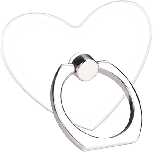 Image of KolorFish Transparent Phone Ring Stand Holder Mobile Phone Ring Holder Finger Grip 360 Degree Rotation (Heart)