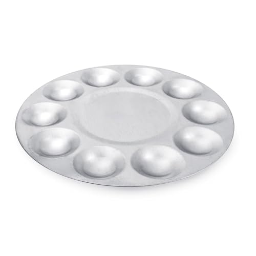 Bewinner Paleta de Pintura de Aluminio, Bandeja de Mezcla de Pintura Al óleo de Acuarela de Artista de 10 Pozos para Artistas, Estudiantes, Artesanos