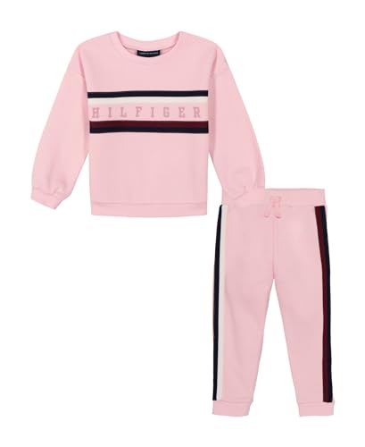 Image of Tommy Hilfiger Girls' 2-piece Fleece Set, Crewneck Sweatshirt With Jogger Sweatpants