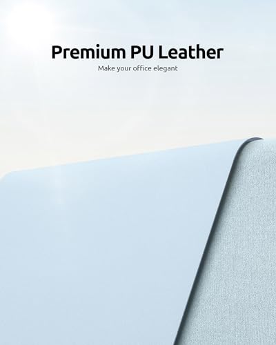 Image of YSAGi Leather Desk Mat, Large Mouse Mat, 60 x 35 cm, Baby Blue