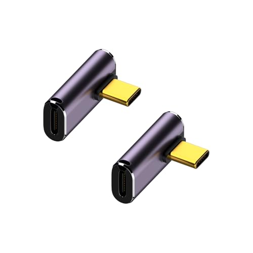 安心の日本企業 USB-C オス メス 変換アダプタ USB4 Thunderbolt 3 40Gbps PD 240W 5A 8K@60Hz 4K@60Hz 高速通信 映像出力 データ転送 高速転送 急速充電 充電 ストレート L字 小型 90°Type-C タイプC 変換アダプター 延長コネクタ uc240 (Gタイプ, 2個セット(２個目半額))の商品画像（Amazon）