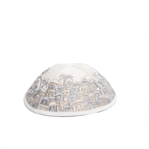 Kippah Yair Emanuel Jérusalem argent, broderie de luxe