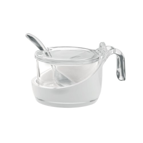 Guzzini Two-tone parmesan server/preserve jar/sugar bowl with tea-spoon, 6.7oz., Transparent