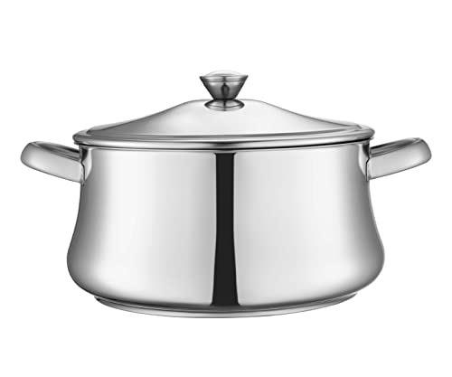 Zahran Classic Stainless Steel Stewpot Set, 16-20-22-26-32 cm, 11.56 kg, Silver, 10 Pieces, With Lids, Ceramic Finish, Cooking Pot Set