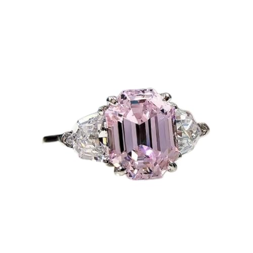 Bague en argent 925 rose scintillante en carbone pour femme