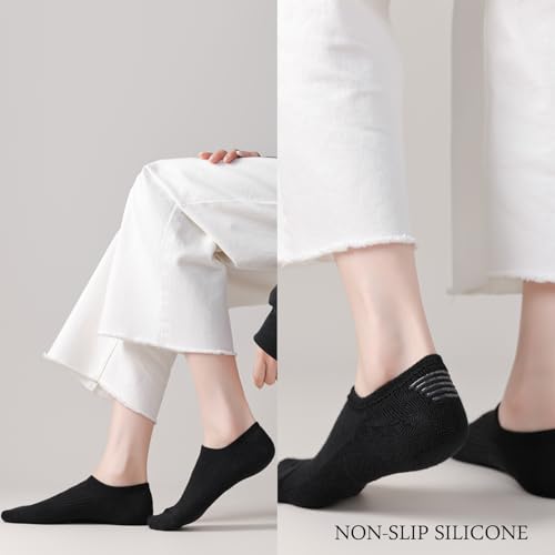 Image of EPEIUS Thick No Show Socks for Women Athletic Ankle Socks Cushioned Running Low Cut Non Slip Footies 3 /6 Pairs