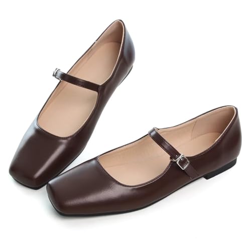 Image of LUXINYU Women's Slip on Flats,Classy Round Toe Solid Classic Mary Jane Ballet Dance Shoes Soft Comfortable PU Flat Shoes