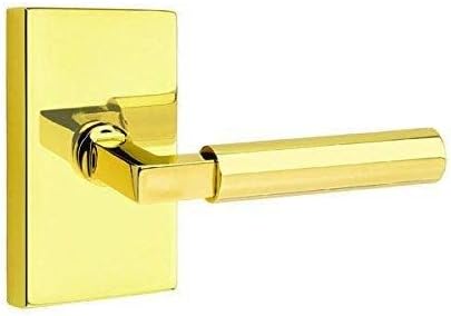 Emtek Privacy Set, Modern Rectangle Rosette, Hercules Lever, Left Hand, Flat Black