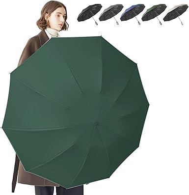 Image of Umbrella for Men Women || Folding Umbrella With Carabiner Handle || 10 Reinforced Ribles || Windproof and Sunproof || Auto Umbrella Big Size for Men /Women /Kids