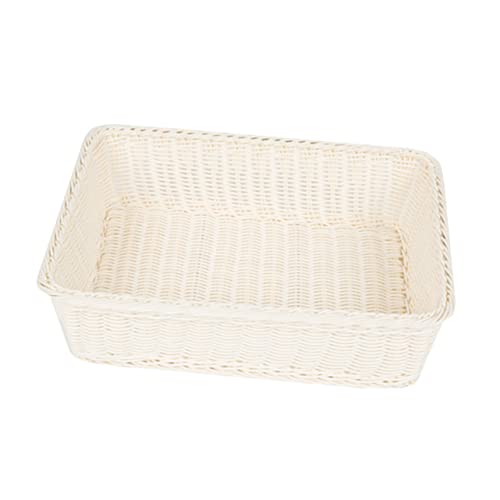 OUNONA 1 Pieza Cesta Tejida Canasta De Ratán Cesta De Almacenamiento De Pan Canastas De Mimbre Cestas De Jacinto Alimento Hornada Cálido Tejido Beige Páginas Reutilizable