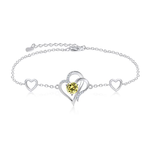 Riviko Love Heart Charm Bracelet For Women 925 Sterling Silver With Zirconia August Birthstone Bracelets Adjustable Link For Mother Wife Girls Sister Birthday Christmas Mother's Day Valentine's Day Jewelry Gift #TOP3