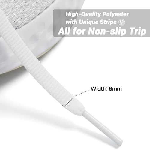 Handshop 2 Pairs 1/4" Flat Running Shoe Laces for Sneakers, Athletic Shoelaces in 15 Colors 39"-63" for Sports Shoes White 43 Inches (110 cm) - 3