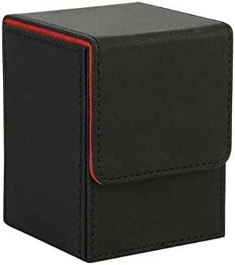 Venssu Card Deck Box, Vertical Card Deck Case, Card Storage,Deck Card Box,cardboard box,commander deck box, card deck box,trading card box, Leather Large Size Fit 100 Plus Sleeved Cards Compatible with board game MTG TCG CCG (Black＆Red)