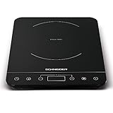 Schneider SCIH81B - Plaque à induction portable - 1 foyer 20 cm - 10 niveaux de puissance - 2000 Watts - Affichage digital - Arrêt automatique - Sécurité enfant - Minuterie - Sécurité Anti-débordement