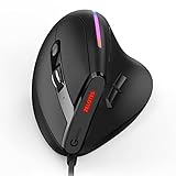  ERYUE Souris, ZELOTES T-50 Souris Verticale Souris Filaire 9 Touches RGB Souris Optique 6 Vitesses DPI Design Ergonomique Noir