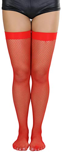 Image of ToBeInStyle Women's Sexy Nylon Versatile Fine Fishnet Thigh High Stockings w /Opaque Band