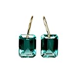 Rectangle Paraiba Tourmaline Drop Earrings Blue Tourmaline Drop Jewelry Rectangle Jewelry For Women Handmade item