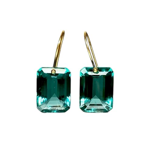 Rectangle Paraiba Tourmaline Drop Earrings Blue Tourmaline Drop Jewelry Rectangle Jewelry For Women Handmade item