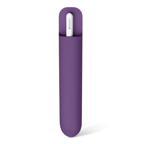 MoKo Pencil Case Holder, Reusable Adhesive Silicone Pencil Protected Sleeve Compatible with Apple Pencil Pro/ (USB-C)/ 1st/ 2nd Generation, Similarly Sized Styluses Accessories, Dark Purple