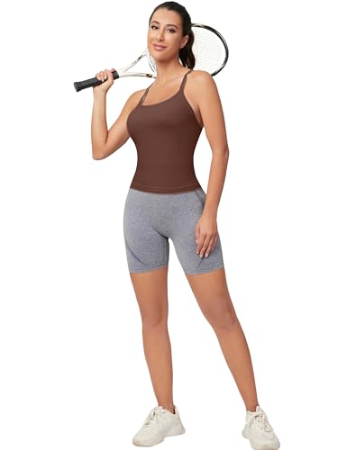 Image of MathCat Workout Tank Tops for Women with Built in Bra, Sleeveless Gym Tops Seamless Racerback Athletic Yoga Shirts
