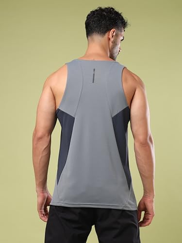Image of TECHNOSPORT Men's Solid Slim Fit Scoop Neck Sports Innerwear Vest with TECHNOCOOL+ Quick Dry Anti Odour Anti Microbial 2 Way Stretch Soft & Smooth Activewear