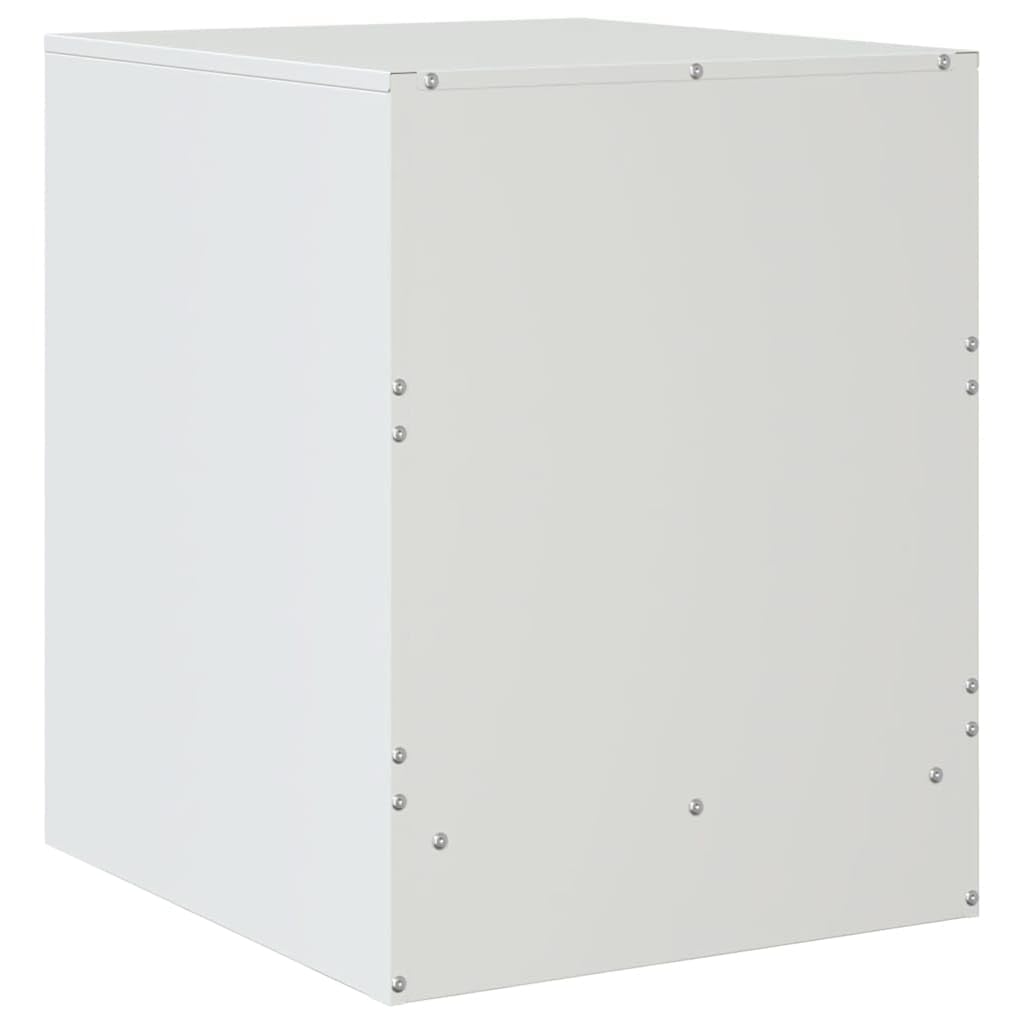 Acero laminado en frío diseño elegante almacenaje práctico Blanco 34 5 x 39 | Mesita de noche acero blanco 34,5x39x44 cm con dos cajones, moderna y resistente, organizador para dormitorio y salón