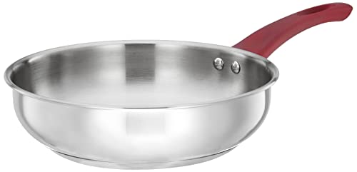 Amazon Brand - Solimo Stainless Steel Heavy Bottom Fry Pan | Three Layer Impact Forged Bottom for Durability | Premium Look with Soft Touch Handles an