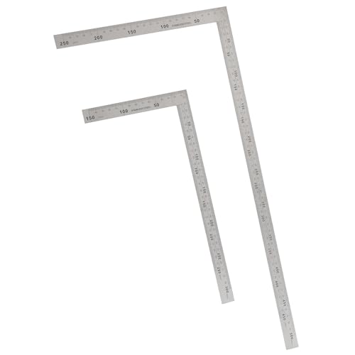 Uonlytech Équerres Inox en L pour Outillage Menuiserie et Dessin Technique, Lot de 2 Règles Métalliques 150x300 Mm 250x500 Mm, Outils Adaptés au Travail Manuel et Professionnel