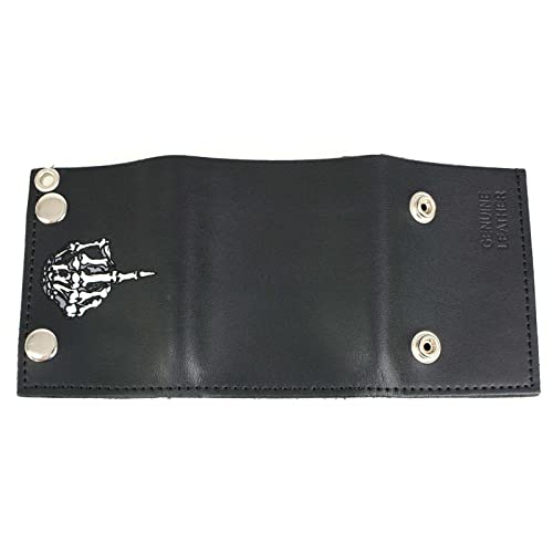 Milwaukee Leather MLW7840 Men's 4” Black Leather Biker Wallet - Tri-Fold Anti - Theft Stainless Steel Chain w/Skeleton Finger - One Size3