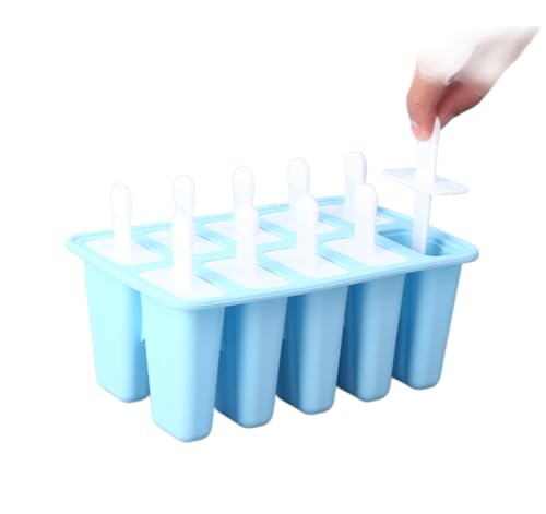 アイスキャンディー型 - 簡単リリース - 再利用可能なBPAフリーシリコンアイスポップ型メーカー 漏斗&クリーニングブラシ付き 自家製アイスキャンディーメーカー 簡単リリース アイスクリーム型 (グリーン,20*14*9cm)