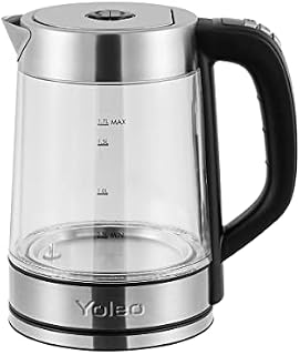 Glass Electric Kettle BPA-Free 1.7 L Keep Warm 12Hr with Blue Illuminating Double Wall Anti-scald Fast Hot Water Boiler Heater Tea Kettle 2200W with Auto-Shutoff & Boil-Dry Protection