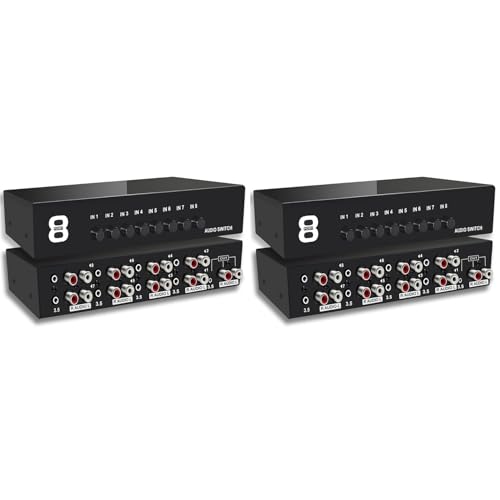 JSRK 2�� 3.5mm Aux + L/R �o�����X�e���I �I�[�f�B�I �X�C�b�` 8��1�� �o�� A/B �A�i���O �I�[�f�B�I �X�C�b�`���[ �Z���N�^�[