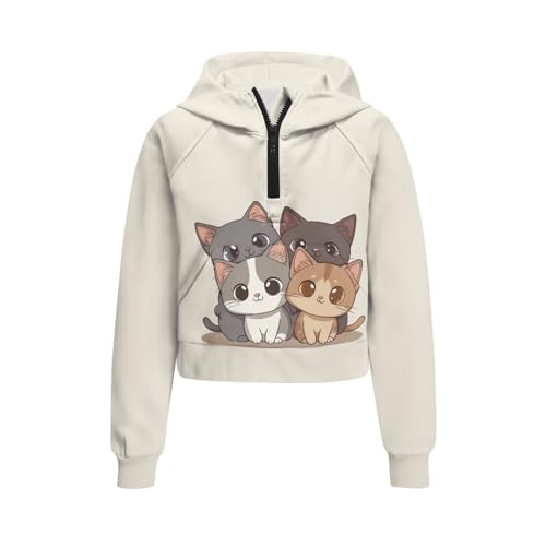 Girls' Hoodies Sweatshirts Half Zipper Pullover Crop Tops for Kids Girls Fall Winter Tops4