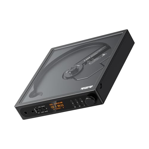 FiiO DM15 Tragbarer Stereo-CD-Player mit echtem 24-Bit-R2R-DAC 1150 mW + 1150 mW Hochleistungsausgang aptX adaptiver Bluetooth-Sender 24 Soundvoreinstellungen USB/CD HiFi Audio HD-Display