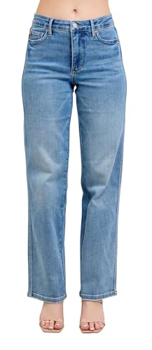 Judy Blue Mid Rise Tumm Control Vintage Wash Straight Jeans 88943