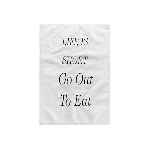 3dRose - Image of Words Life is Short Go Out to Eat - Towel - (twl-318359-1)