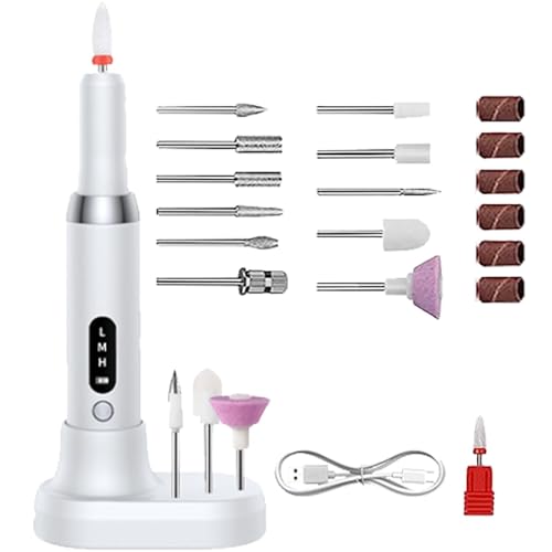 Kit de limas de uñas eléctricas para mujeres, limas de uñas eléctricas | Taladro de uñas portátil con kit de taladro de uñas de velocidad ajustable - Amoladora de uñas con base de ricar