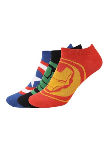 SocksXpress Marvel Men’s Lowcut Ankle Socks|Pack of 3 Pairs|Officially Licensed Iron Man, Captain America & Hulk Logo Designs|Combed Cotton Fabric Breathable Stretch Fit for Everyday Wear & Sports