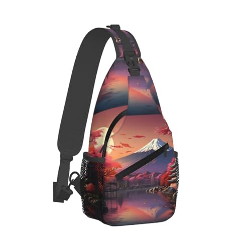 Mochila bandolera de viaje con estampado Fuji Japón miniatura 2