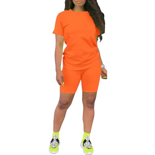 Image of PINSV Women's 2 Piece Outfits Summer Printing Bodycon Short Pants Workout Sets