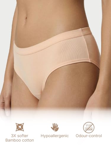 Image of Enamor Bamboo Cotton IP01, Mid Waist Women's Hipster Panty - 3X Softer, 4X More Absorbent, Antimicrobial, No-Pinch Waist, All-Day Comfort