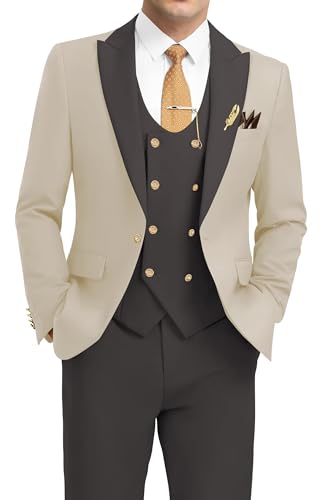 3 Piece Men's Suits Slim Fit Suit Double Breasted Tuxedo for Men Wedding Prom Formal Business