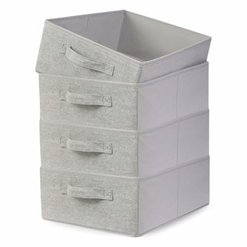 ARIKSA Foldable Fabric Dresser Drawer Organiser Pack of 4 â€“ Storage Boxes & Wardrobe Dividers with Handles for Clothes, Socks, Underwear, Ties, Towels, Scarves & Cosmetics